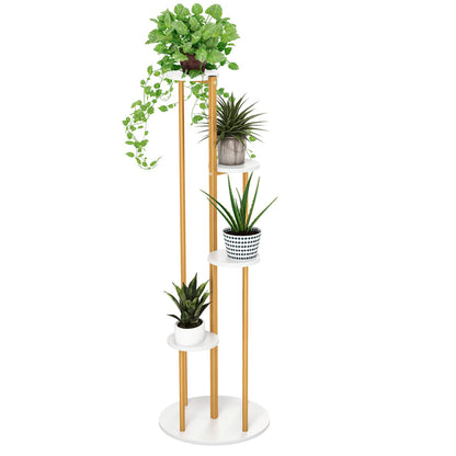 Tall Plant Stand, 5 Tiers Flower Rack with Foot Pads, Metal Display Pot Shelf Holder for Balcony Living Room Yard