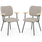 GiantexUK Dining Chairs Set of 2/4, Upholstered Linen Fabric Kitchen Chairs with Metal Legs