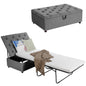 2-in-1 Folding Sofa Bed with Mattress, Convertible Lounge Sofa Ottoman