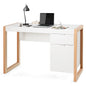 Wooden Laptop Desk, Modern PC Table Workstation with Storage Cabinet and Drawer