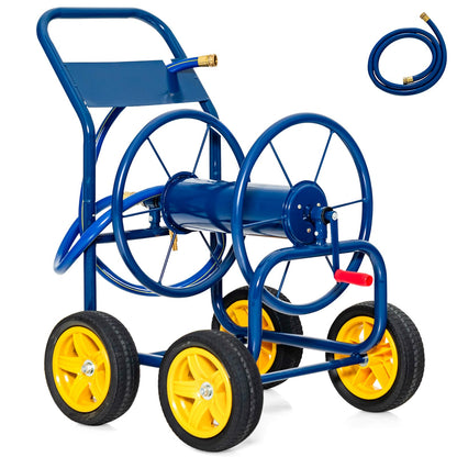 GiantexUK Garden Hose Trolley, Metal Hose Pipe Reel Cart with Wheels & Crank Handle