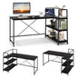 L-Shaped Computer Desk, Large Reversible Corner Desk with Open Storage Shelves