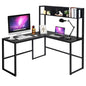 L-Shaped Computer Desk, Industrial Large 2-Person Corner Writing Workstation PC Laptop Table