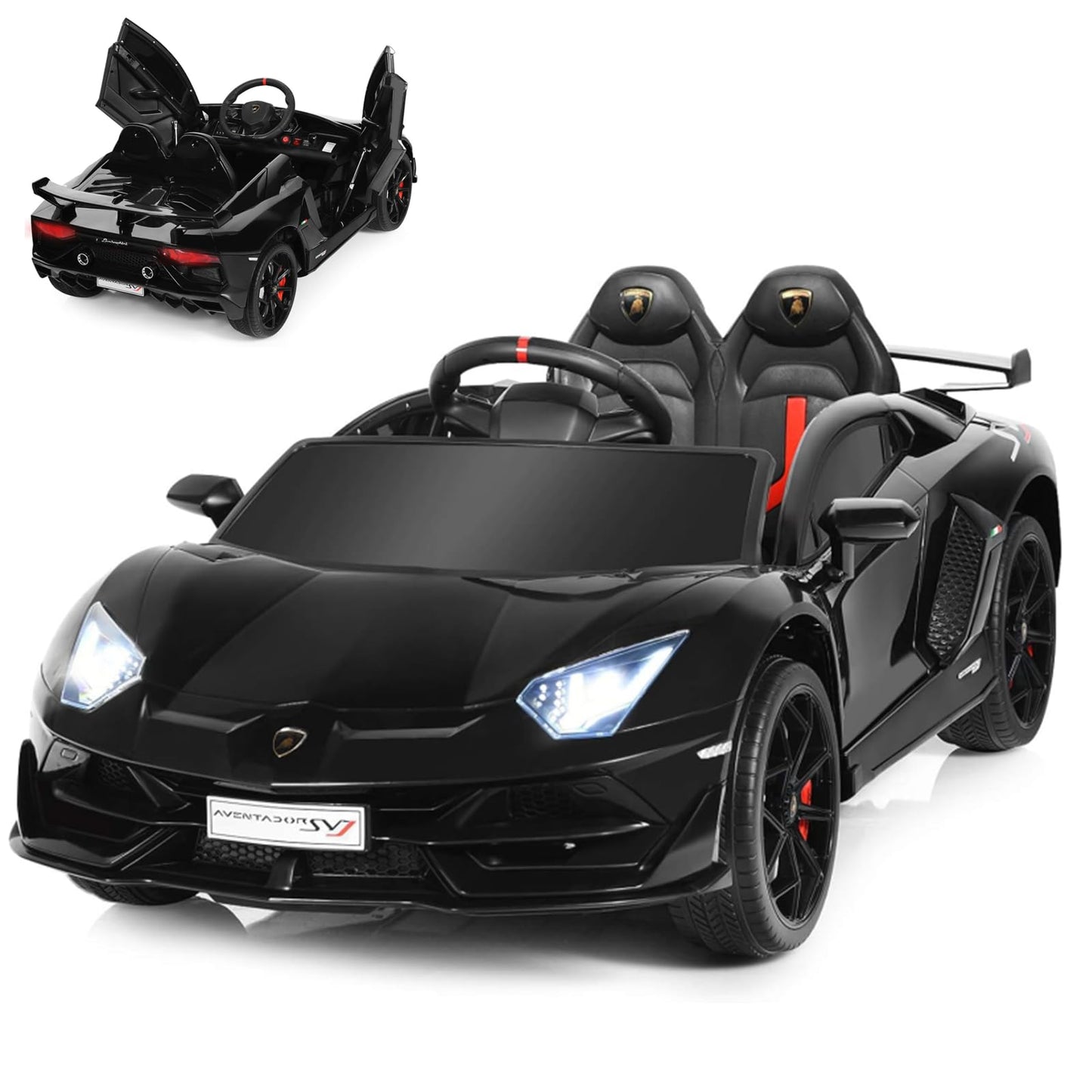 12V Kids Electric Ride on Car with Remote Control, Licensed Lamborghini Battery Powered Toy Vehicle for Boys and Girls