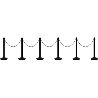 GiantexUK 6PCS Chain Stanchion, PE Safety Barrier Set with 100CM Link Chain