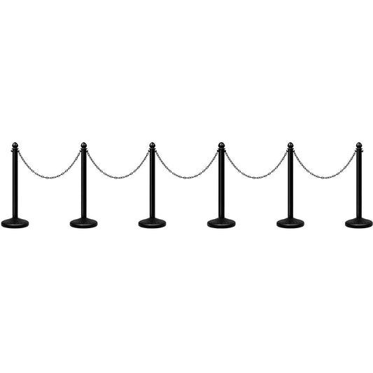 GiantexUK 6PCS Chain Stanchion, PE Safety Barrier Set with 100CM Link Chain