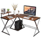 L-Shaped Computer Desk, Industrial Large Desktop 2-Person Corner Writing Workstation PC Laptop Table