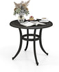 GiantexUK Outdoor Garden Dining Table, Cast Aluminum Round Table with Adjustable Foot Pads