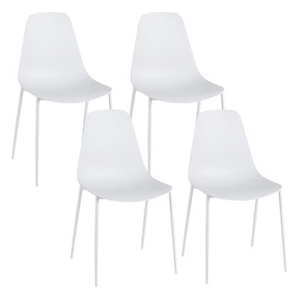 Set of 4 Dining Chair, Modern Leisure Kitchen Chairs with Curved Backrest, Wide Seat