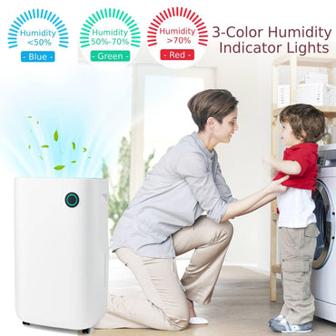 GiantexUK 40L/Day Dehumidifier, Quiet Dehumidifier with 5 Model, Digital Display, Continuous Drainage, Childlock, Laundry Drying, 3-Color Light