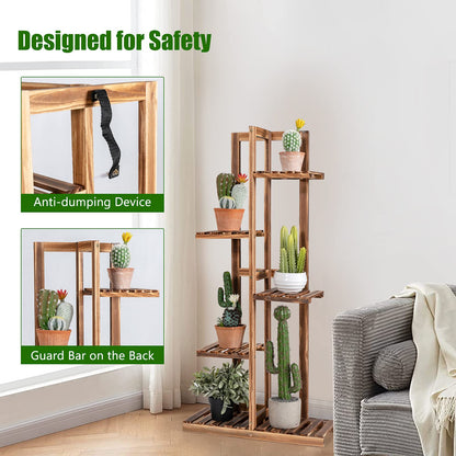 5-Tier Plant Stand, 6 Potted Flower Rack High Low Display Shelf (5 Tiers, without Fence)