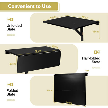 Wall-mounted Drop-leaf Table, Folding Floating Laptop Desk