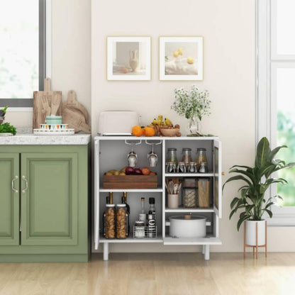 GiantexUK Kitchen Storage Cabinet, Buffet Sideboard with Tempered Glass Door Cabinet