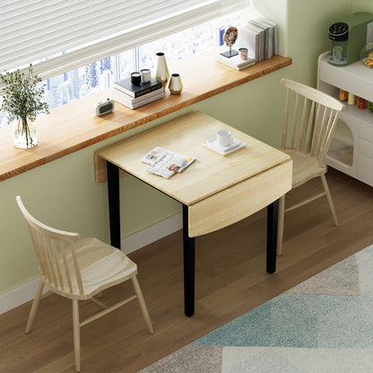 GiantexUK Drop Leaf Dining Table, Rectangle Extendable Kitchen Table with Non-Slip Foot Pads