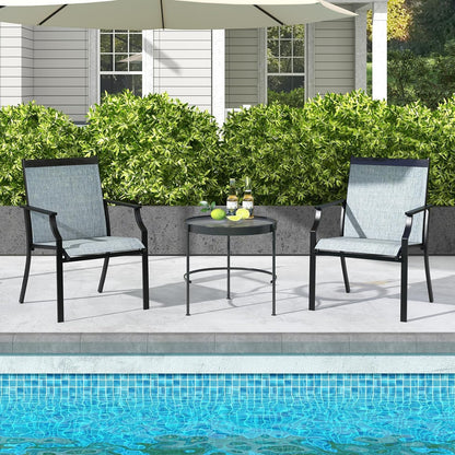 GiantexUK 2 PCS Patio Dining Chairs, Large Outdoor Chairs with Breathable Seat (61 x 68 x 90cm)