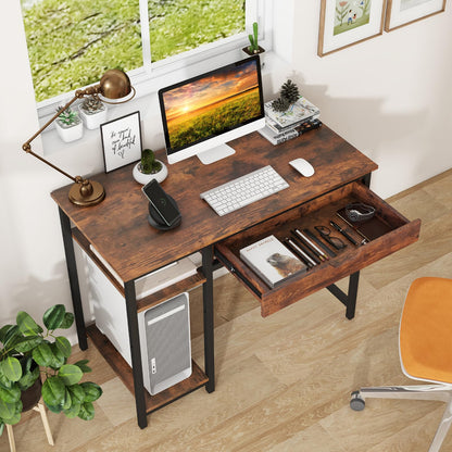 Computer Desk, 100CM Industrial Home Office PC Laptop Table Working Desk with Drawer