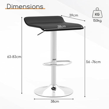 GiantexUK Bar Stools Set of 2, Height Adjustable Counter Stools with PU Leather Seat, Gas Lift, Rubber Ring & Footrest