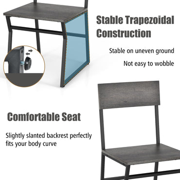 GiantexUK 5 PCS Dining Table Set, Industrial Table and Chairs Set with Storage Shelf and Reclining Seat Back