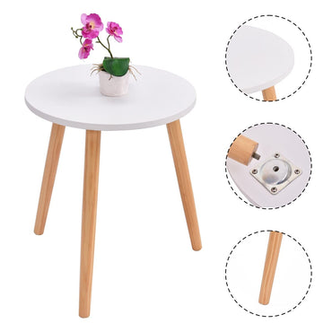 Round Coffee Table, Compact Wooden End Tea Table, Modern Sofa Side Table for Living Room Bedroom Balcony