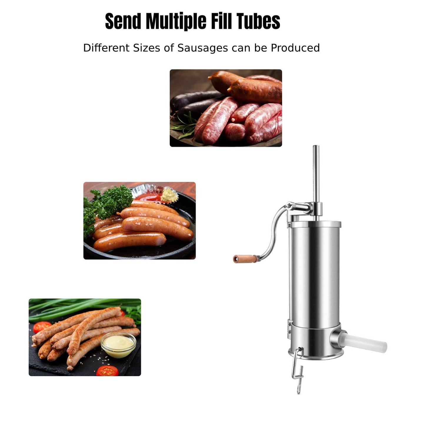 GiantexUK 6L Stainless Steel Sausage Stuffer, Vertical Homemade Sausage Maker with 6 Filling Tubes