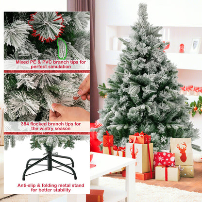 4.5FT/6FT Christmas Tree, Pre-Lit LED Lights Xmas Trees with Metal Base