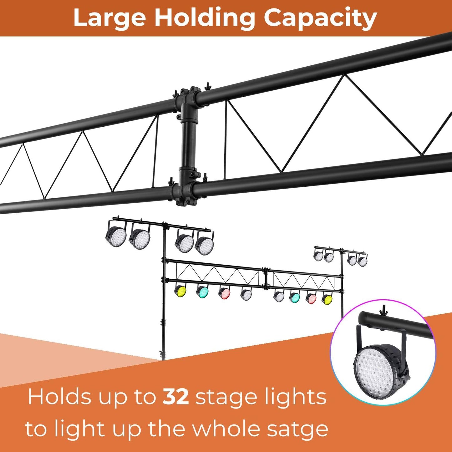 GiantexUK Lighting Truss Bridge Stand, 3.5M Stage Lighting Stand with 11-Position Adjustable Heights