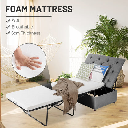 2-in-1 Folding Sofa Bed with Mattress, Convertible Lounge Sofa Ottoman