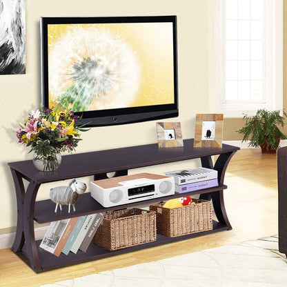 TV Stand for TVs up to 45 Inches, Wooden TV Cabinet Media Entertainment Center with 3-Tier Open Storage Shelves