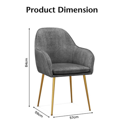 GiantexUK Set of 2 Dining Chairs, Kitchen Tub Chair with Backrest, Armrests and Metal Support Legs