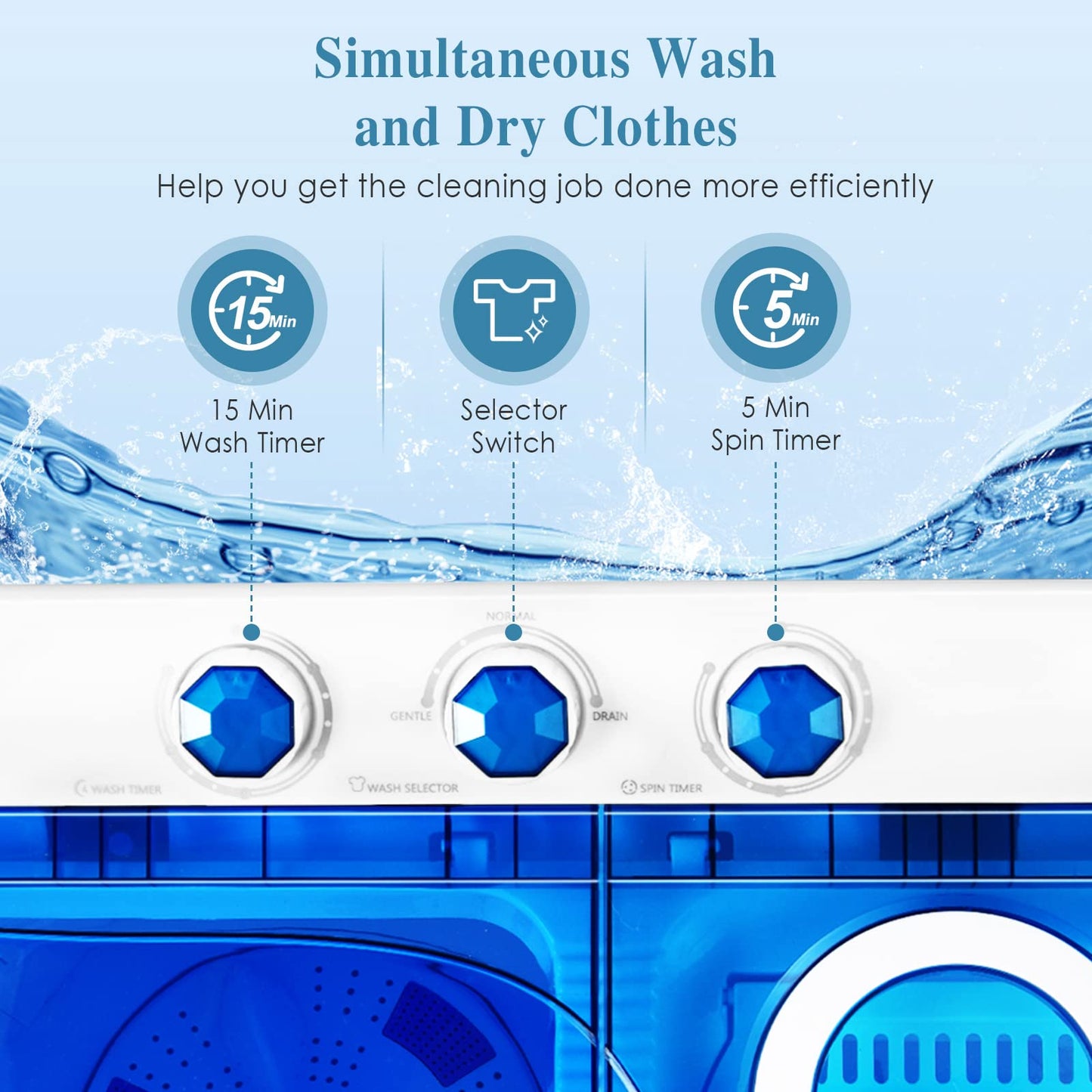 GiantexUK Twin Tub Washing Machine, 8.5KG Compact Washing Machine and Spin Dryer Combo with 3 Modes, Drainage & Timer