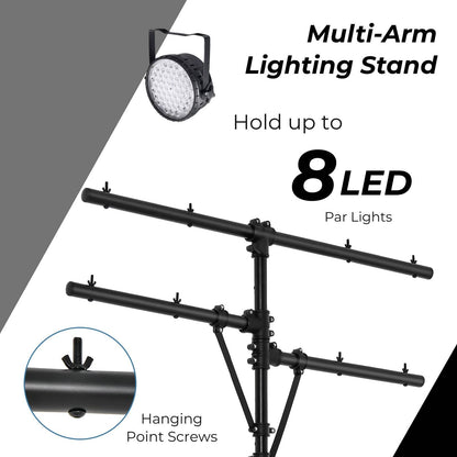 GiantexUK T-Bar Lighting Stand, 8 Lights Portable Photography Lights Tripod Stand with 11 level Adjustable Heights & 8 Hanging Points