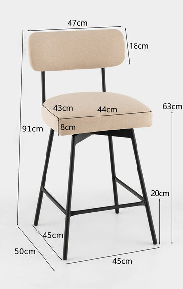 GiantexUK Set of 2 Bar Stools, 360 Degree Swivel Dining Chairs with Backrest and Footrest