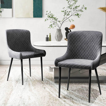 GiantexUK Dining Chairs Set of 2, Velvet Upholstered Kitchen Chairs with Backrest, Padded Seat & Adjustable Foot Pads