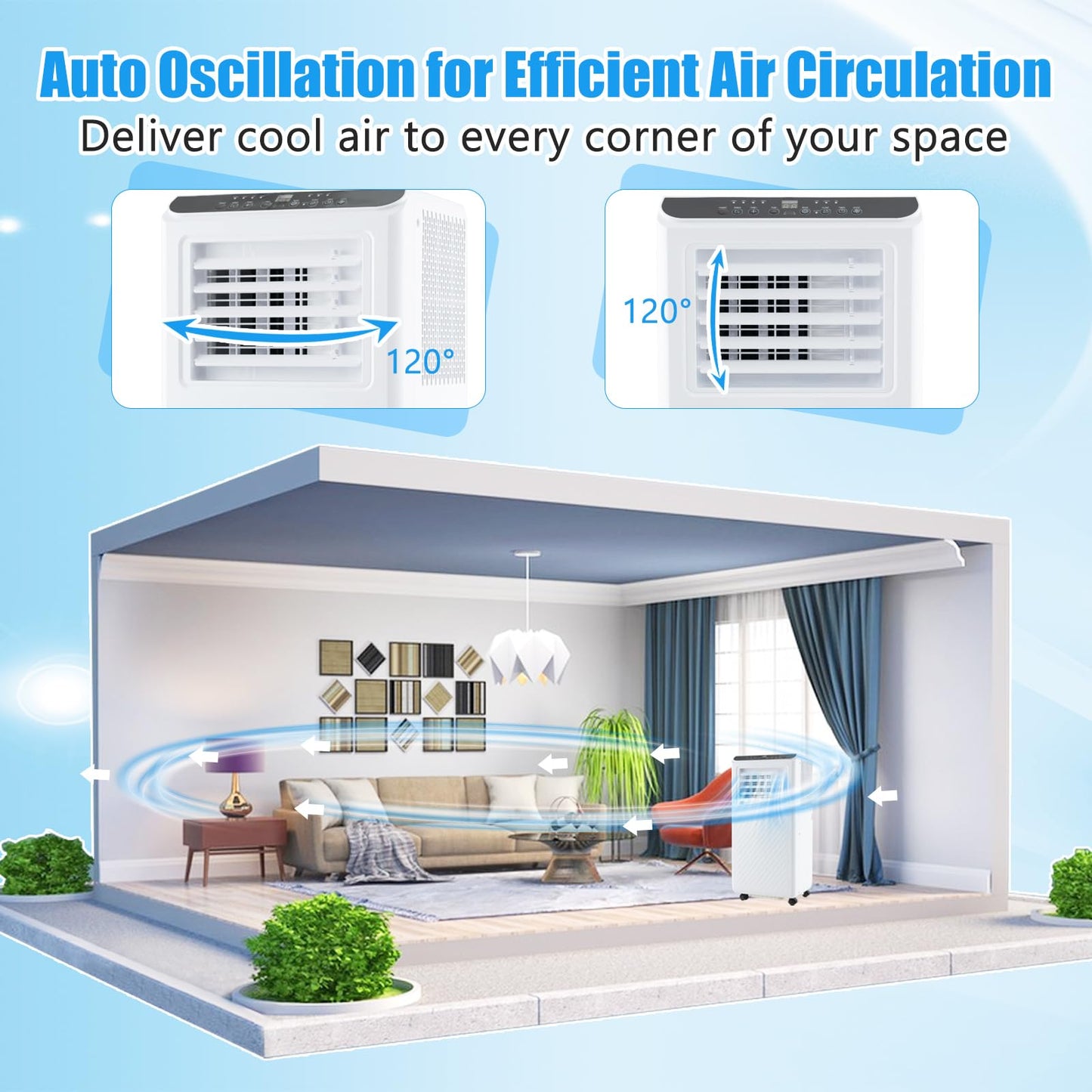 GiantexUK 7000BTU Portable Air Conditioner, 4-in-1 Air Conditioning Unit, Dehumidifier, 2 Speeds Fan with Sleep Mode