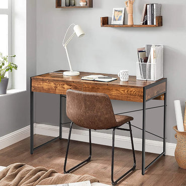 Computer Desk, Wooden PC Laptop Table Writing Workstation with 2 Drawers, 112 x 48 x 76cm