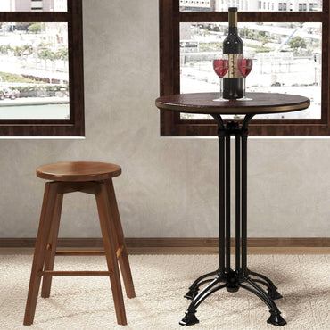 GiantexUK Bar Stools Set of 2/4, Rubber Wood Swivel Barstools with Footrests & Non-Slip Foot Pads