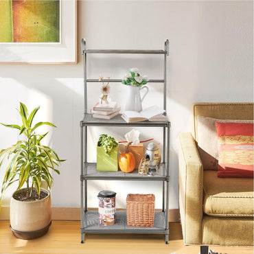 GiantexUK 4-Tier Baker’s Rack, Metal Microwave Oven Stand with Mesh Wire Shelves & Adjustable Leveling Feet