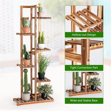 6-Tier Plant Stand, 7 Potted Flower Rack High Low Display Shelf for Garden Balcony Patio Living Room(6 Tiers, without Fence)