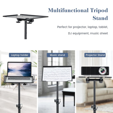 GiantexUK Projector Tripod Stand, Height Adjustable Foldable Metal Laptop Floor Stand with 180° Tiltable Tray