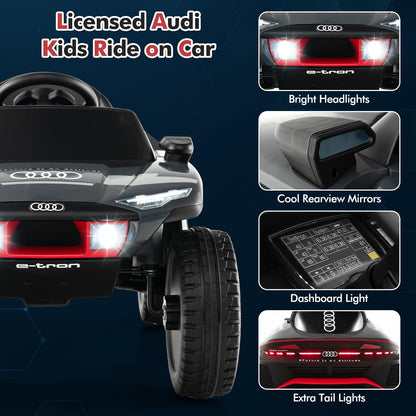 12V Kids Ride on Car, Licensed Audi Electric Vehicle with Remote Control, LED Lights, Music, Horn, USB/FM