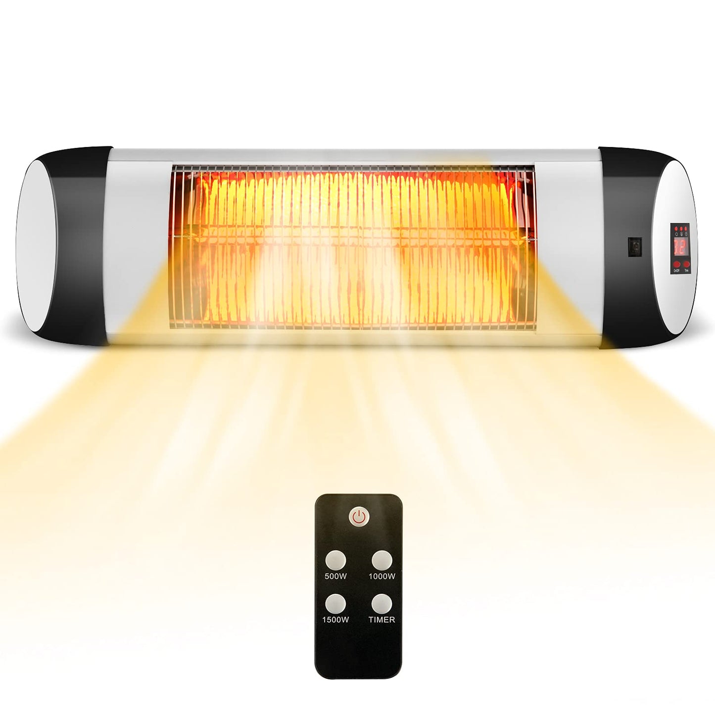 GiantexUK Wall-Mounted Patio Infrared Heater, 3 Modes Electric Warmer with LED Display