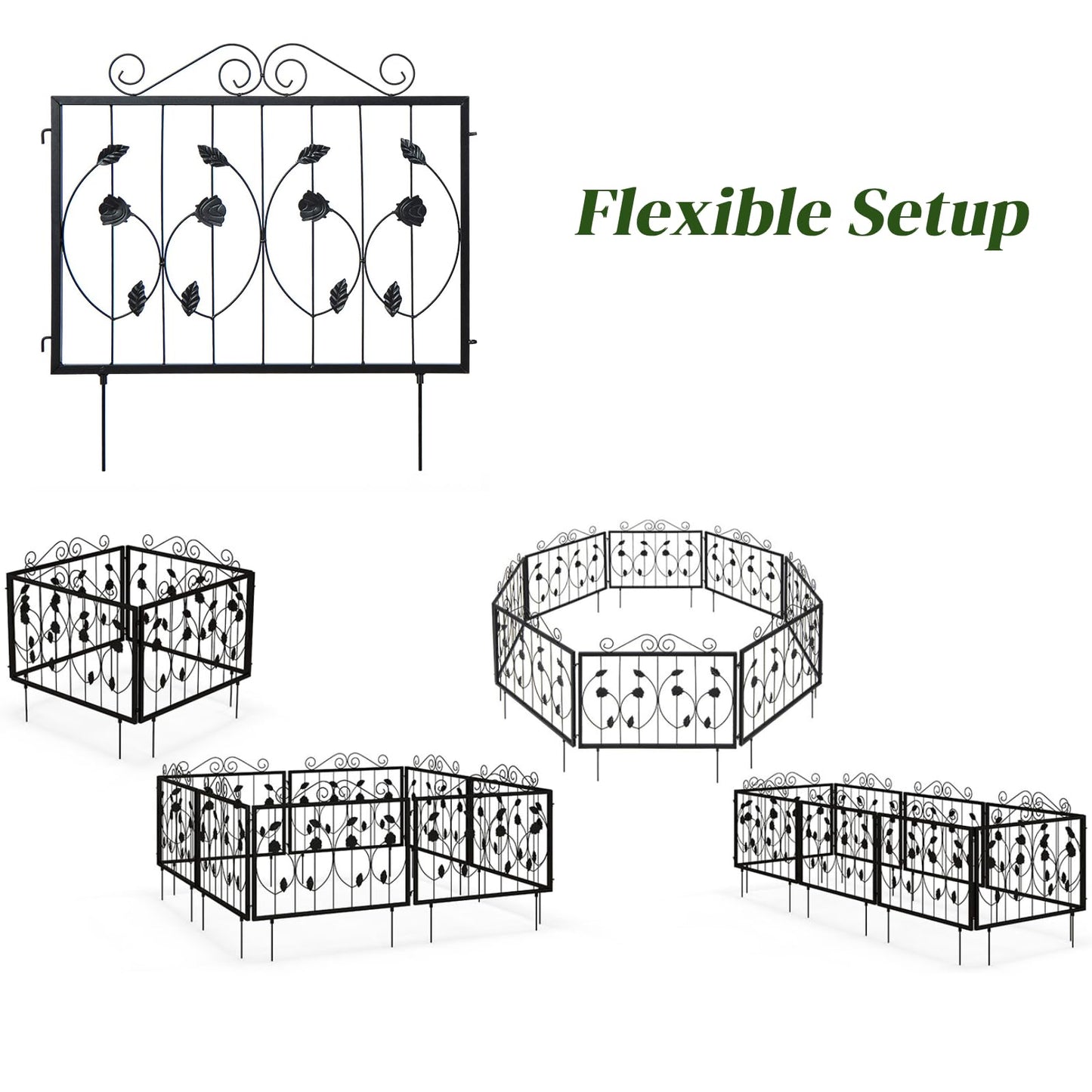 GiantexUK Decorative Garden Fence, 8 Pack 60 x 464cm Rustproof Galvanized Metal Wire Fencing Panels