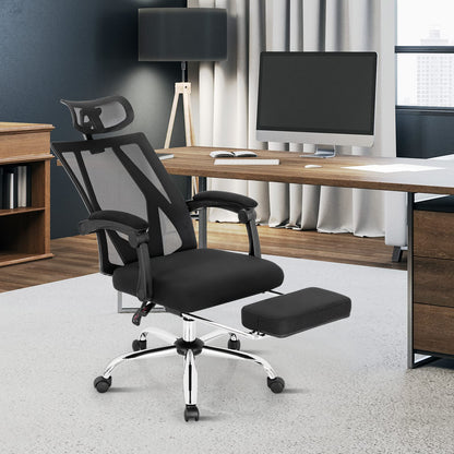 Mesh Office Chair, Ergonomic Swivel Computer Desk Chair with Retractable Footrest