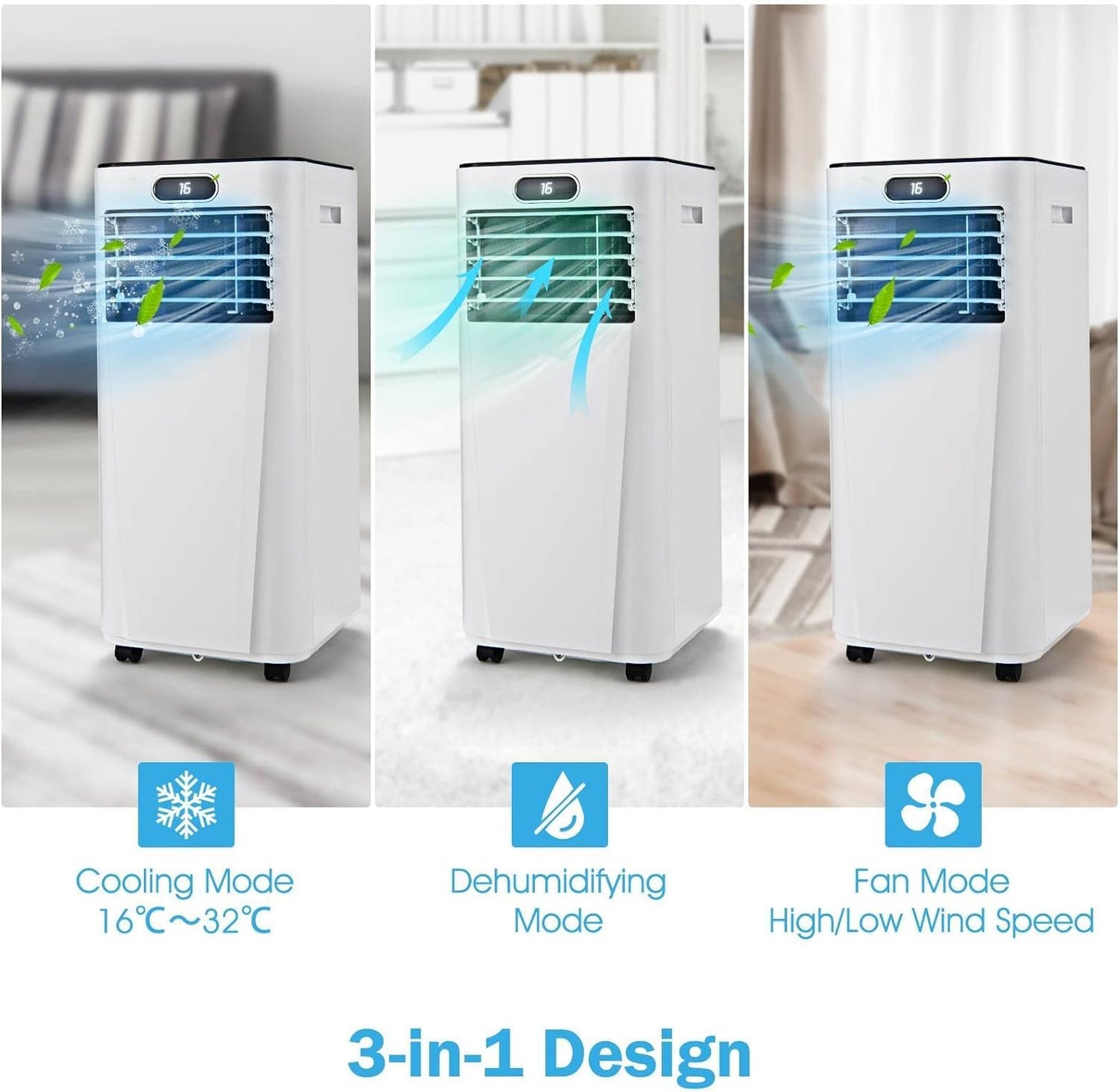 GiantexUK 9000BTU Portable Air Conditioner, 3 in 1 Mobile Air Cooler, Dehumidifier, Fan with Sleep Mode, Remote Control & 24H Timer(with Australia-To-UK Converter Unit)