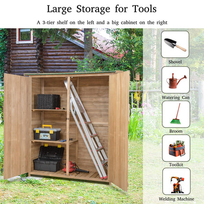 GiantexUK Wooden Garden Shed, Tool Storage Cabinet with 3 Shelves, Asphalt Sloped Roof