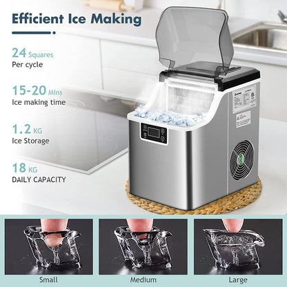 GiantexUK Ice Maker Machine, 18kg/24H Countertop Ice Machine with Self-Cleaning Function