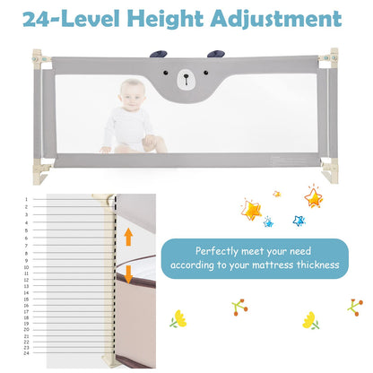 Bed Rail, Vertical Lifting Baby Beds Guard with Double Safety Lock & Adjustable Height (175cm, Grey)