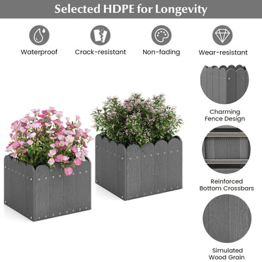 GiantexUK Raised Garden Bed Set of 2, HDPE Elevated Planter Box with Drainage Gaps