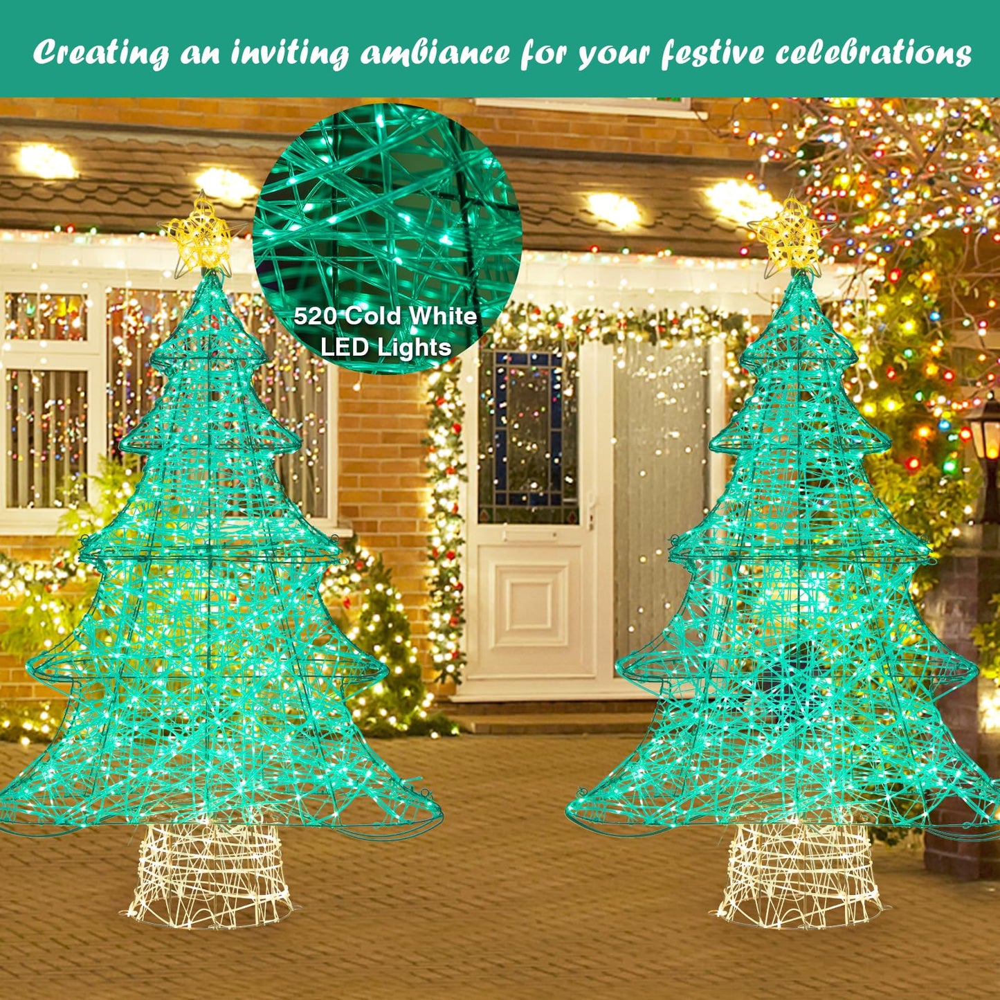 4FT Lighted Christmas Tree, Pre-Lit Artificial Xmas Trees with Top Star