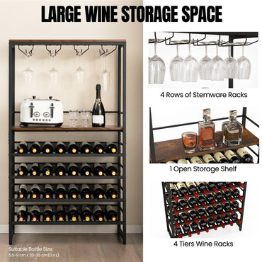 GiantexUK 32 Bottles Wine Rack, 6-Tier Freestanding Wine Display Holder with Middle Shelf